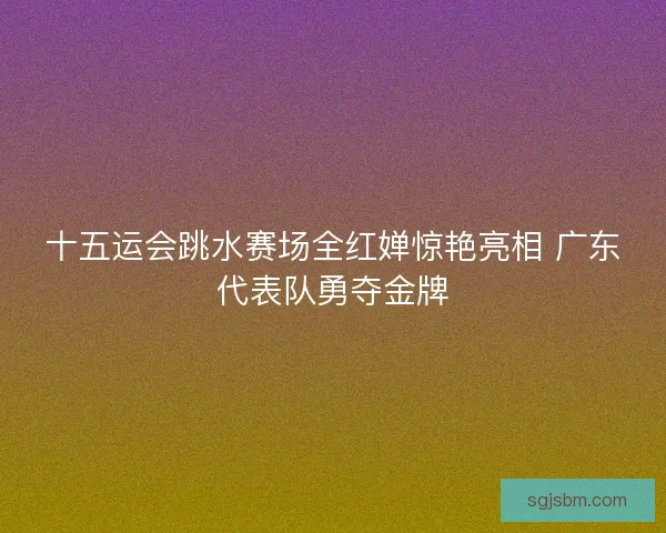 十五运会跳水赛场全红婵惊艳亮相 广东代表队勇夺金牌